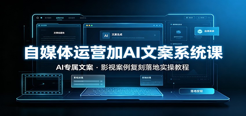 自媒体运营加AI文案系统课::AI专属文案,影视案例复刻落地实操教程-副业网