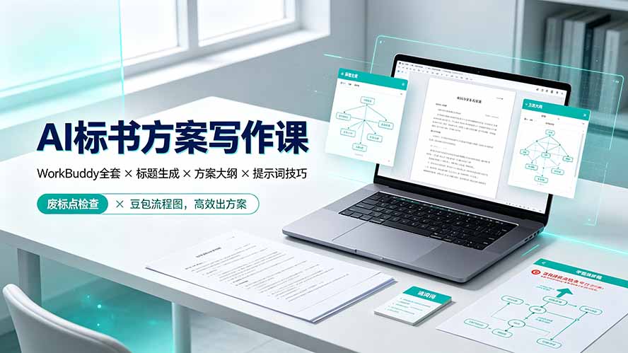 AI标书方案写作课:WorkBuddy全套×标题生成×方案大纲×提示词技巧×废标点检查×豆包流程图,高效出方案-副业网