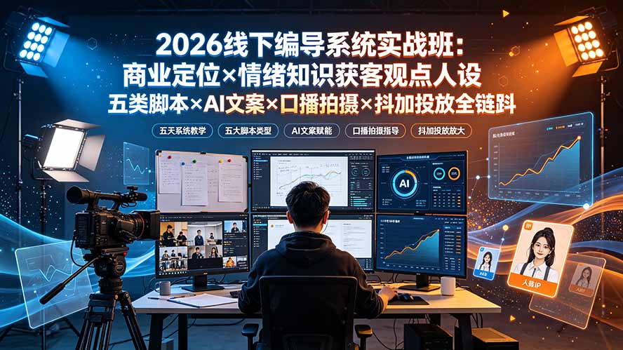 图片[2]-2026线下编导系统实战班：商业定位×情绪知识获客观点人设五类脚本×AI文案×口播拍摄×抖加投放全链路-副业网