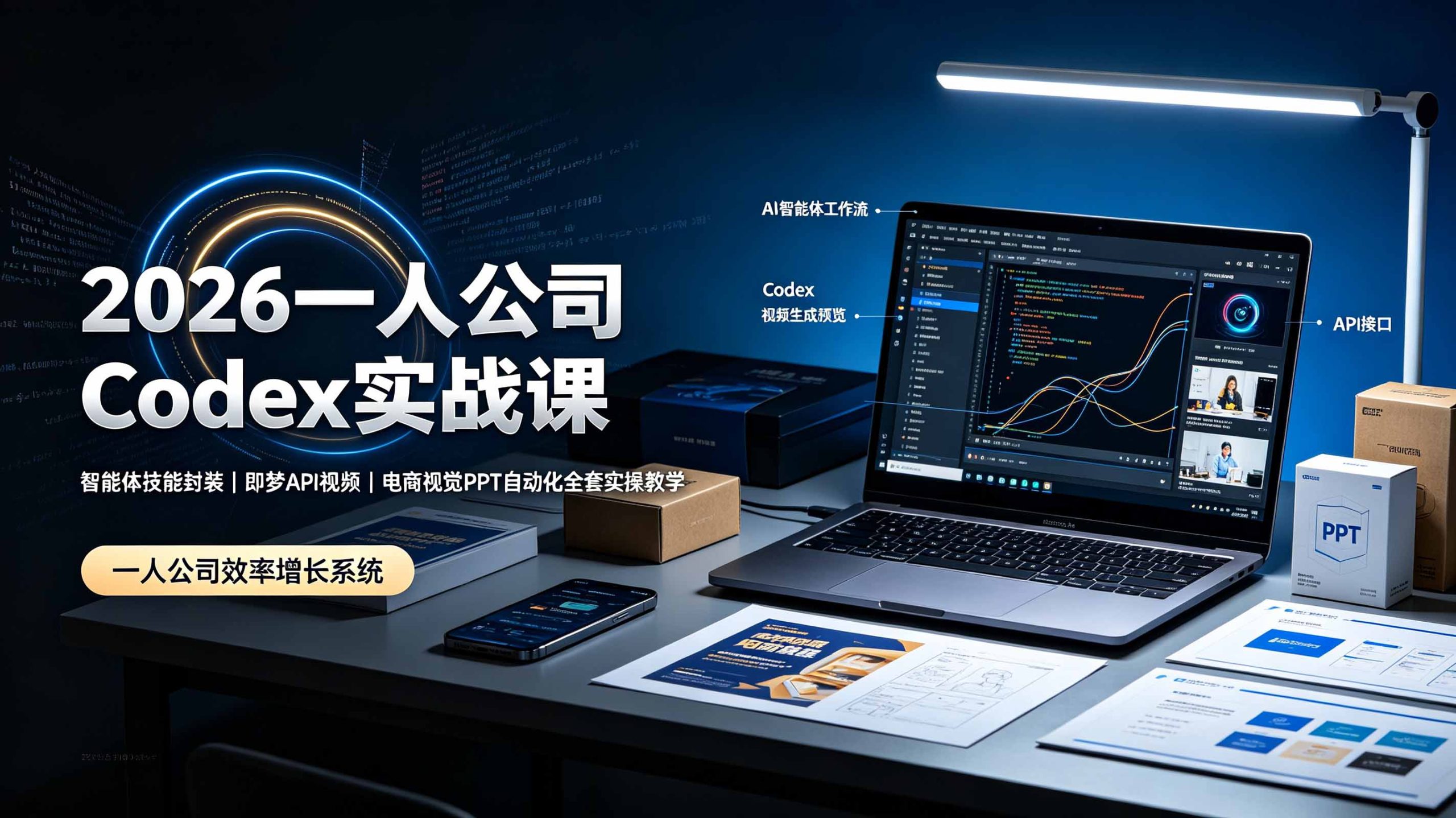 2026一人公司Codex实战课◆智能体技能封装｜即梦API视频｜电商视觉PPT自动化全套实操教学-副业网