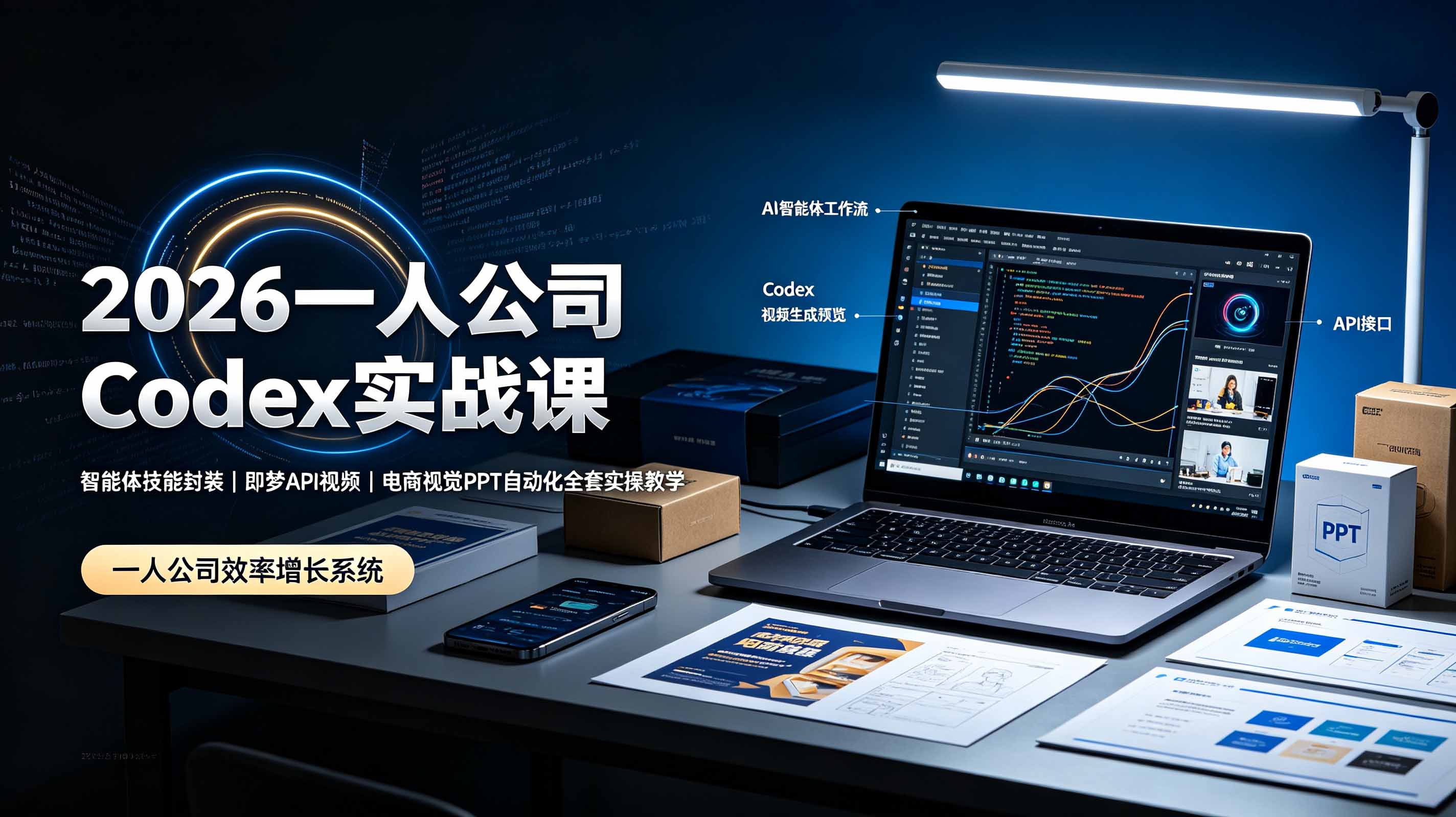 图片[1]-2026一人公司Codex实战课◆智能体技能封装｜即梦API视频｜电商视觉PPT自动化全套实操教学-副业网