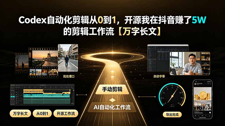 Codex自动化剪辑从0到1，开源我在抖音赚了5W 的剪辑工作流【万字长文】-副业网