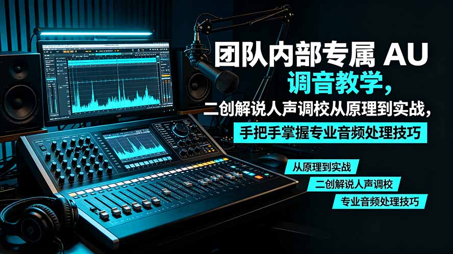 某大佬团队内部专属 AU 调音教学,二创解说人声调校从原理到实战,手把手掌握专业音频处理技巧-副业网