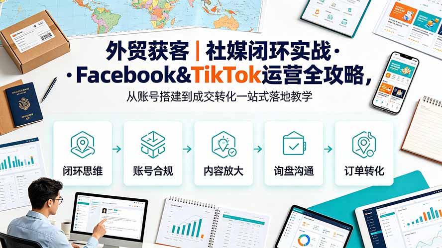 外贸获客｜社媒闭环实战·Facebook&TikTok运营全攻略，从账号搭建到成交转化一站式落地教学-副业网