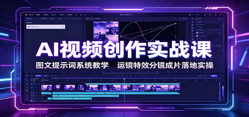 AI视频创作实战课:图文提示词系统教学,运镜特效分镜成片落地实操-副业网