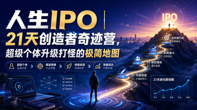 人生IPO︱21天创造者奇迹营,超级个体升级打怪的极简地图-副业网