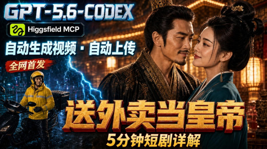 GPT-5.6 Codex+Higgsfield MCP：一条指令生成5分钟短剧并自动上传YouTube(油管)-副业网