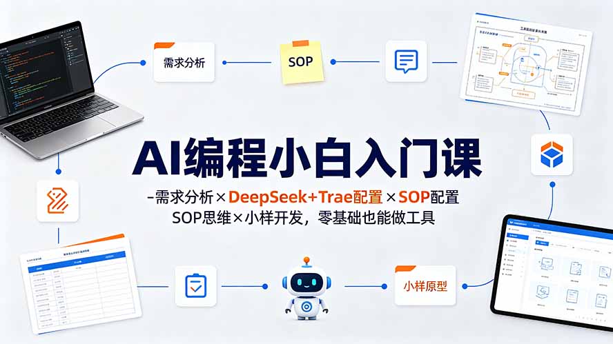 AI编程小白入门课-需求分析×DeepSeek+Trae配置×SOP思维×小样开发,零基础也能做工具-副业网