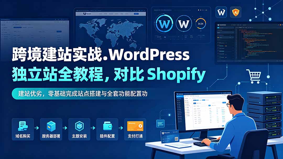 跨境建站实战:WordPress 独立站全教程,对比 Shopify 建站优劣,零基础完成站点搭建与全套功能配置-副业网