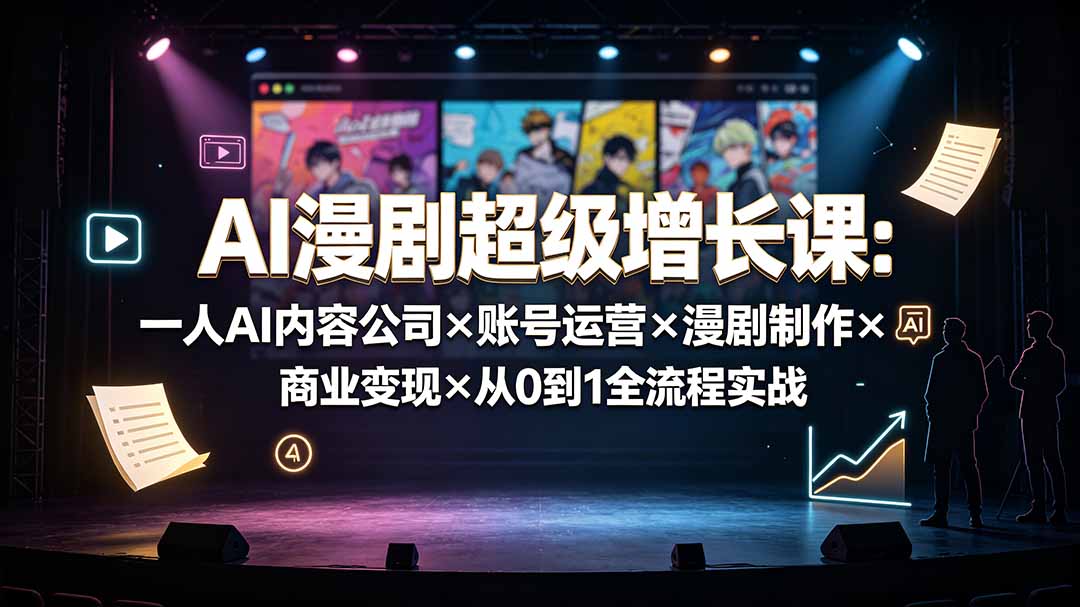 AI漫剧超级增长课:一人AI内容公司×账号运营×漫剧制作×商业变现×从0到1全流程实战-副业网
