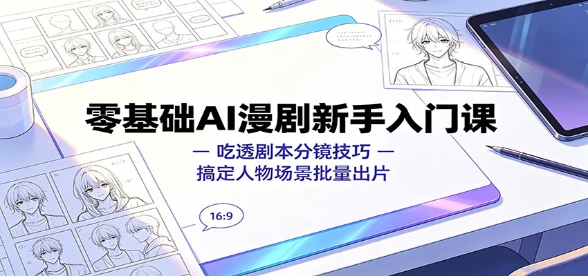 零基础AI漫剧新手入门课:吃透剧本分镜技巧,搞定人物场景批量出片-副业网
