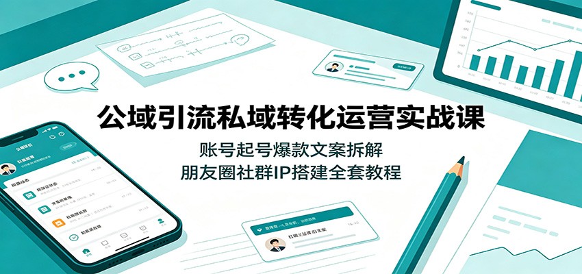 公域引流私域转化运营实战课:账号起号爆款文案拆解,朋友圈社群IP搭建全套教程-副业网