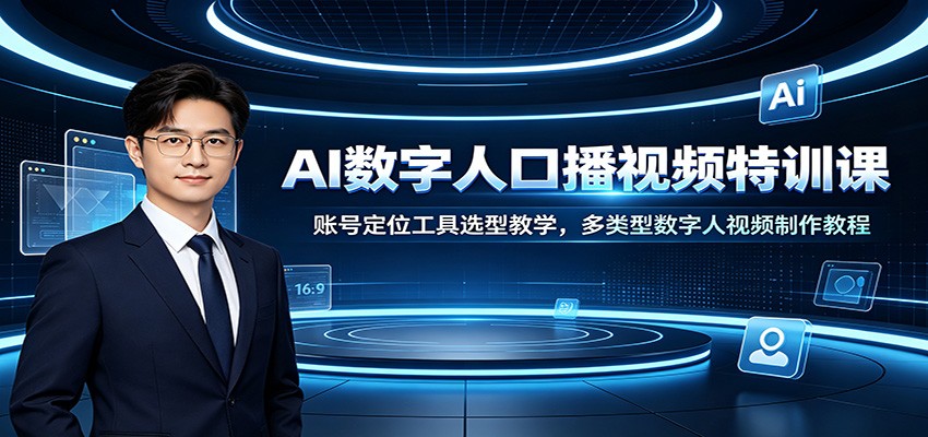 AI数字人口播视频特训课:账号定位工具选型教学,多类型数字人视频制作教程-副业网