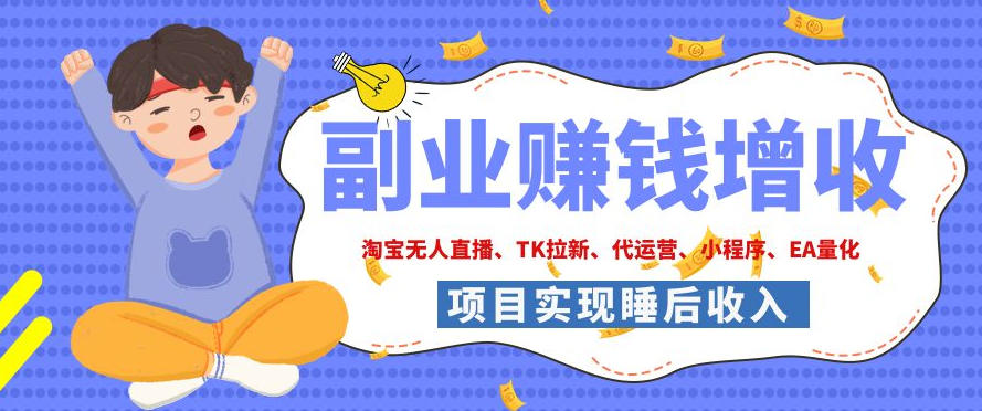 2026年多个真实落地副业项目,手把手带你搭建被动收入管道(淘宝无人直播、海外TK拉新、CSGO饰品交易、去水印小程序等)【揭秘】-副业网