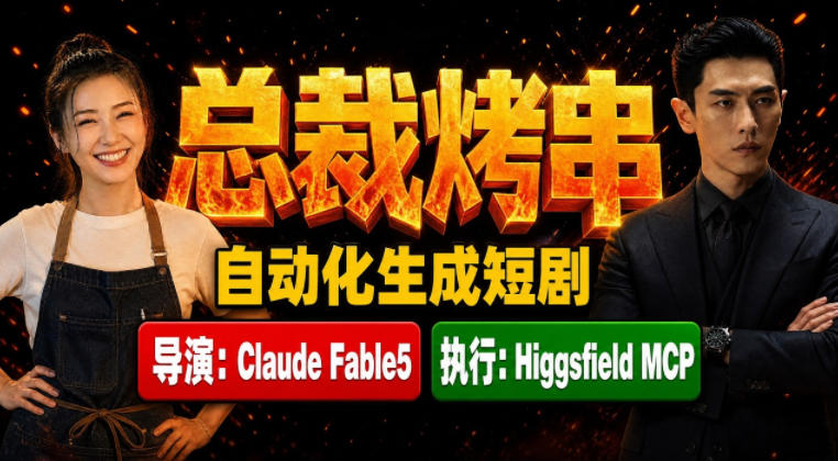 Claude Fable5担任导演+Higgsfield MCP落地执行｜《总裁烤串》真人质感短剧全自动AI生成全流程教学-副业网