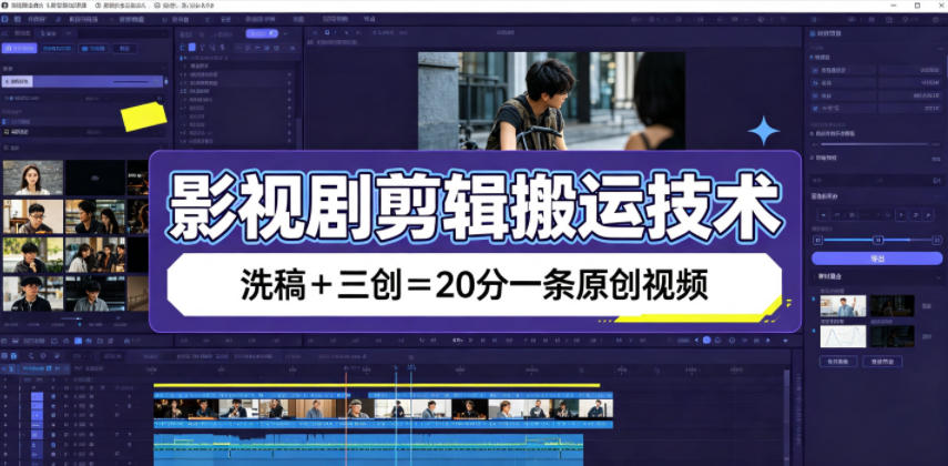 影视剧剪辑搬运技术,洗稿+三创=20分一条原创视频-副业网