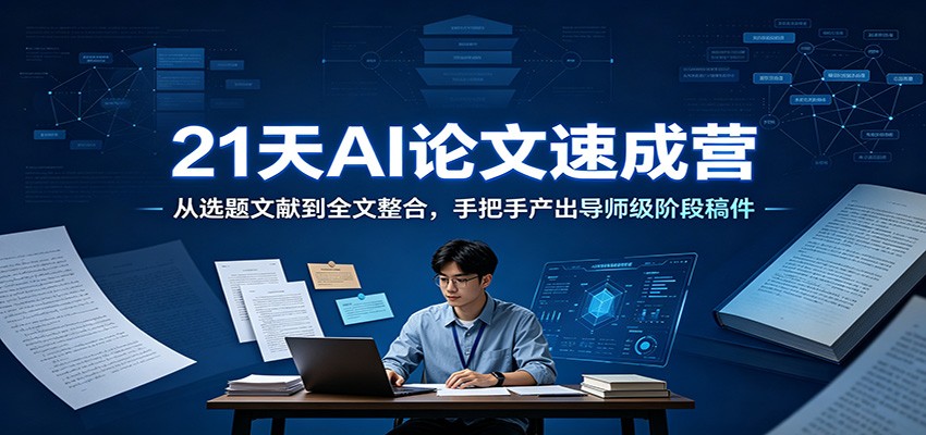 21天AI论文速成营：从选题文献到全文整合，手把手产出导师级阶段稿件-副业网