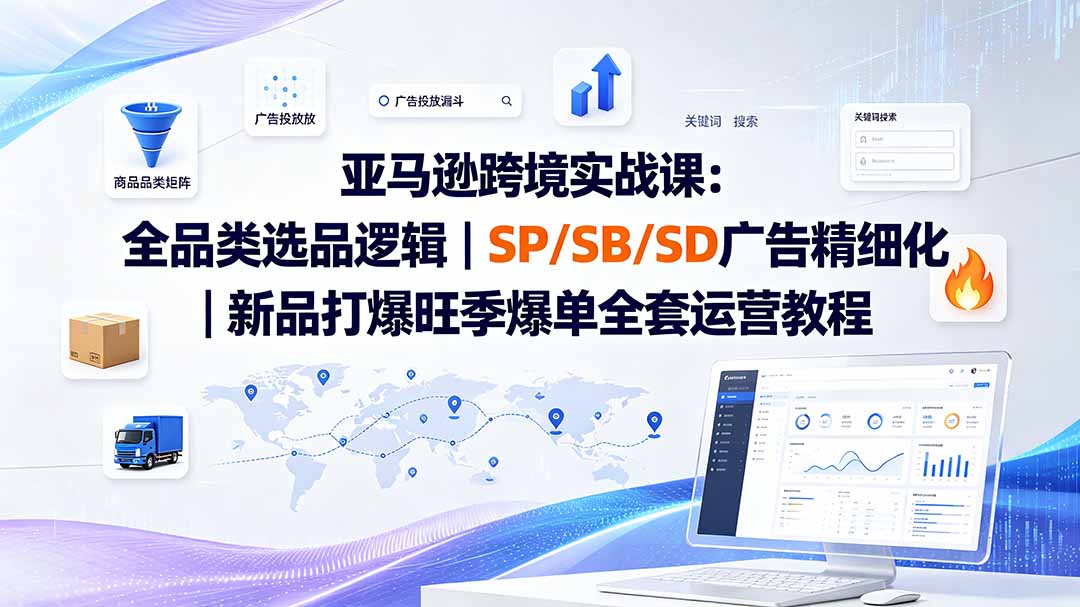 亚马逊跨境实战课-更新:全品类选品逻辑|SP/SB/SD广告精细化|新品打爆旺季爆单全套运营教程-副业网