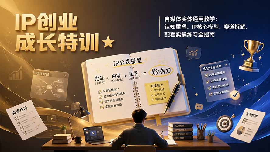 图片[2]-IP创业成长特训★自媒体实体通用教学：认知重塑、IP核心模型、赛道拆解、配套实操练习全指南-副业网