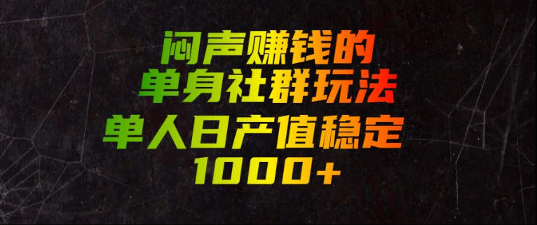闷声賺钱的单身社群玩法，单人日产值稳定1000+【揭秘】-副业网