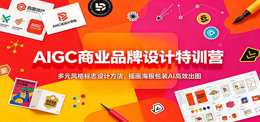 AIGC商业品牌设计特训营:多元风格标志设计方法,插画海报包装AI高效出图-副业网