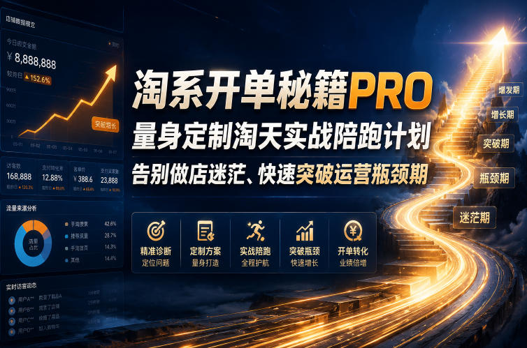 淘系开单秘籍PRO,量身定制淘天实战陪跑计划,告别做店迷茫、快速突破运营瓶颈期(更新20260728)-副业网
