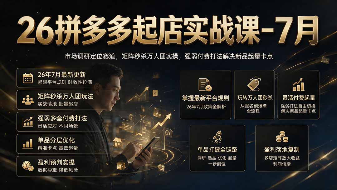 图片[2]-26拼多多起店实战课-7月｜市场调研定位赛道，矩阵秒杀万人团实操，强弱付费打法解决新品起量卡点-副业网