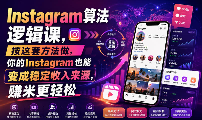 Instagram算法逻辑课，按这套方法做，你的Instagram也能变成稳定收入来源，賺米更轻松【原创双语字幕】-副业网