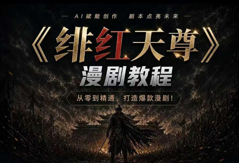 绯红天尊AI漫剧系统教程|从零入门到精通,工具运用+剧本创作+爆款逻辑+提示词素材+镜头剪辑,全套爆款漫剧落地实战课-副业网