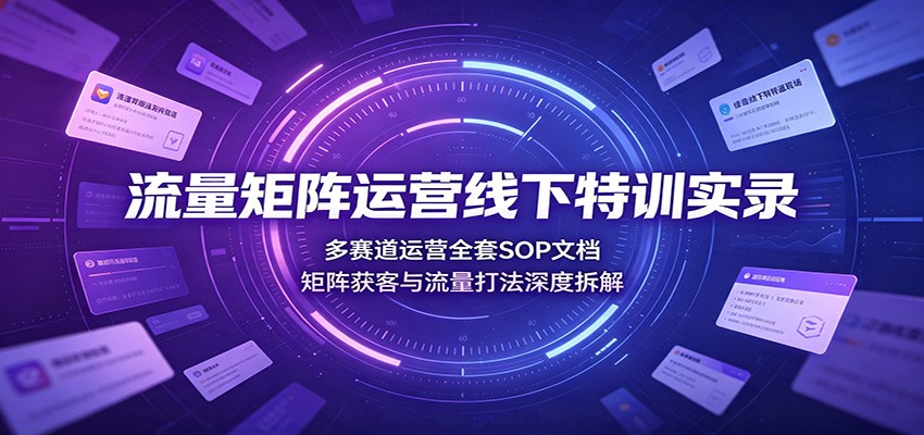流量矩阵运营线下特训实录：多赛道运营全套SOP文档，矩阵获客与流量打法深度拆解-副业网