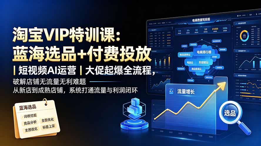 图片[2]-淘宝VIP特训课-更新：蓝海选品+付费投放｜短视频AI运营｜大促起爆全流程，破解店铺无流量无利润难题-副业网