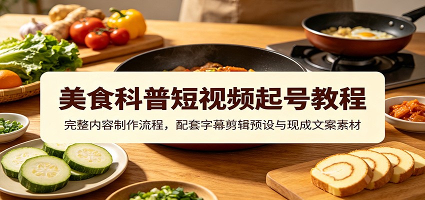 美食科普短视频起号教程:完整内容制作流程,配套字幕剪辑预设与现成文案素材-副业网