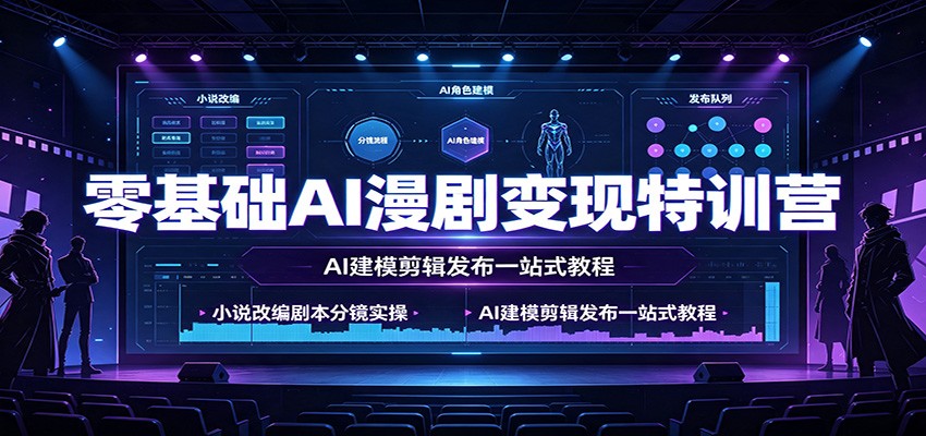 零基础AI漫剧变现特训营:小说改编剧本分镜实操,AI建模剪辑发布一站式教程-副业网