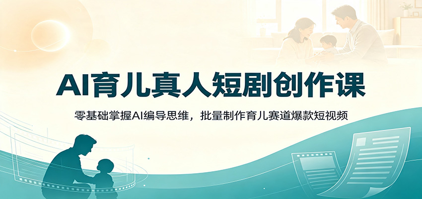 AI育儿真人短剧创作课：零基础掌握AI编导思维，批量制作育儿赛道爆款短视频-副业网