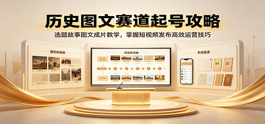 历史图文赛道起号攻略:选题故事图文成片教学,掌握短视频发布高效运营技巧-副业网