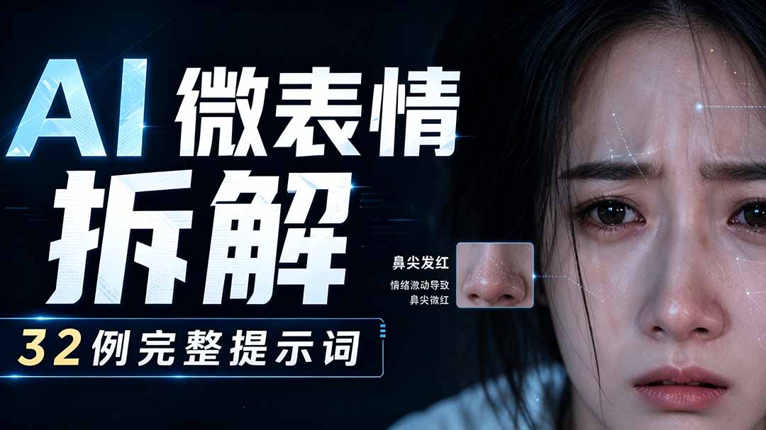 AI微表情拆解提示词合集,精准调控AI角色表情,告别塑料感、AI面瘫脸。-副业网