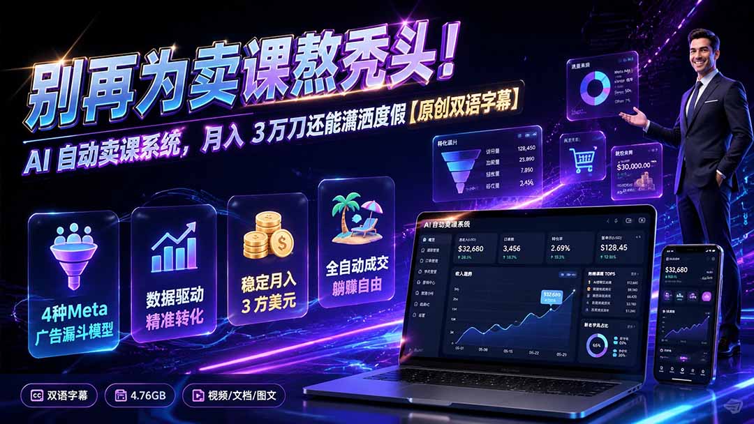 图片[2]-别再为卖课熬秃头！AI 自动卖课系统，月入 3 万刀还能潇洒度假【原创双语字幕】-副业网