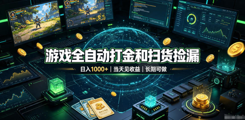游戏全自动打金和扫货捡漏,日入1k+,当天见收益,长期可做!【揭秘】-副业网