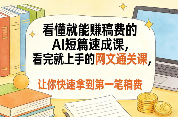 看懂就能賺稿费的AI短篇速成课,看完就上手的网文通关课,让你快速拿到第一笔稿费(更新8月)-副业网
