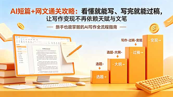 AI短篇+网文通关攻略-更新:看懂就能写、写完就能过稿,让写作变现不再依赖天赋与文笔-副业网