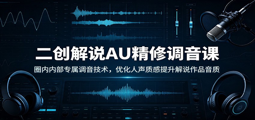 二创解说AU精修调音课:圈内内部专属调音技术,优化人声质感提升解说作品音质-副业网