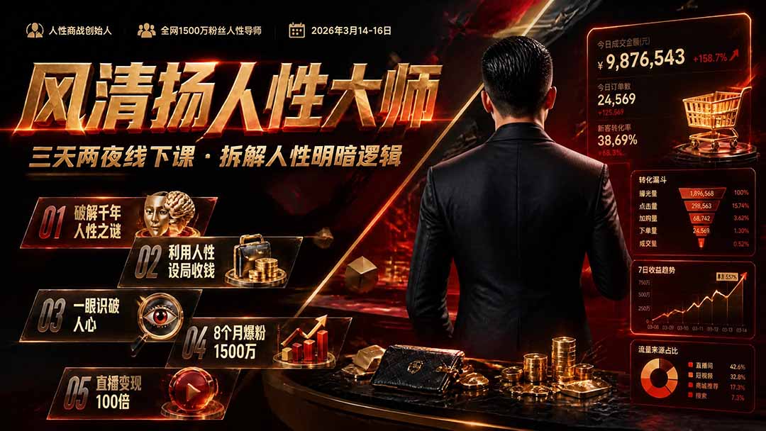 图片[2]-风清扬人性大师-三天两夜3月14-16线下课2026年｜拆解人性明暗逻辑，识人避坑，千万粉涨粉+直播百倍变现实战教学-副业网