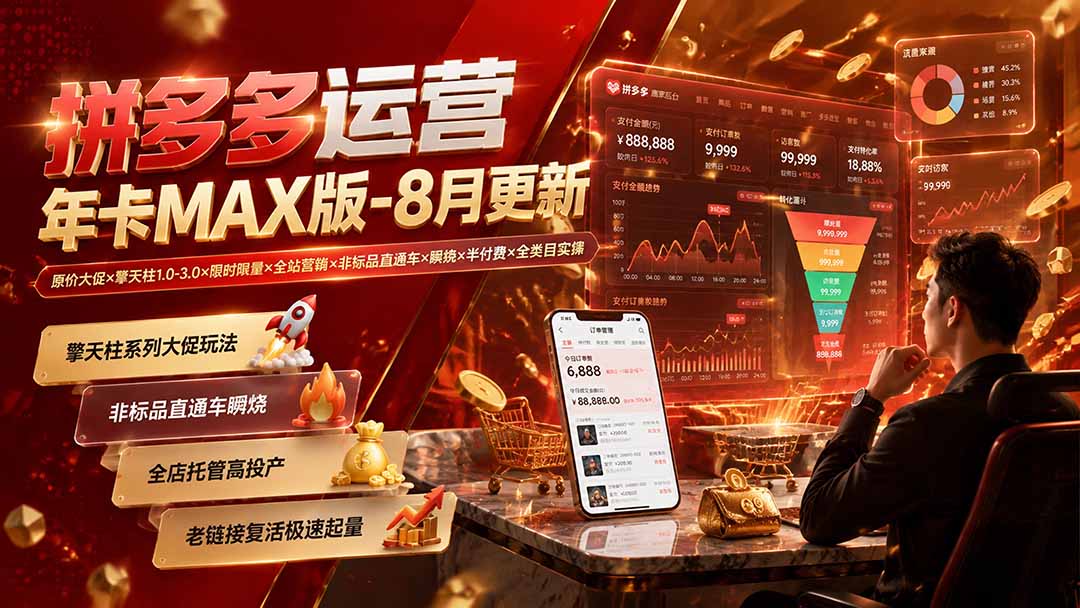 图片[2]-拼多多运营年卡MAX版-8月：原价大促×擎天柱1.0-3.0×限时限量×全站营销×非标品直通车×瞬烧×半付费×全类目实操-副业网