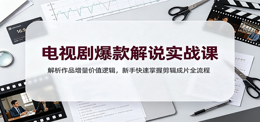 电视剧爆款解说实战课:解析作品增量价值逻辑,新手快速掌握剪辑成片全流程-副业网