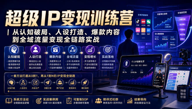 超级IP变现训练营｜从认知破局、人设打造、爆款内容到全域流量变现全链路实战-副业网