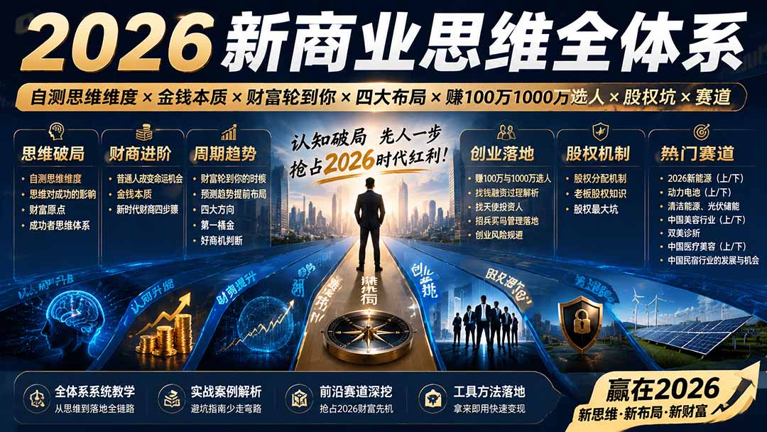 图片[2]-2026新商业思维全体系：自测思维维度×金钱本质×财富轮到你×四大布局×赚100万1000万选人×股权坑×赛道-副业网