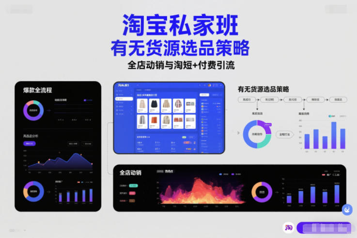 淘宝私家班,有无货源选品策略,高成功率爆款全流程打法,全店动销与淘短+付费引流(更新2026年08月05日)-副业网
