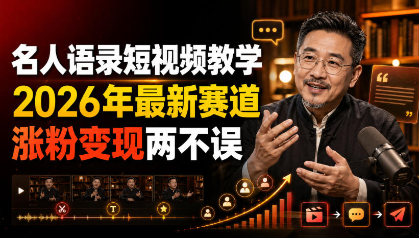 名人语录短视频教学,2026年最新赛道,涨粉变现两不误-副业网