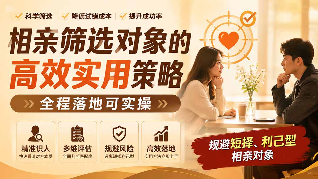 付费文章:相亲筛选对象的高效实用策略,全程落地可实操,规避短择、利己型相亲对象-副业网
