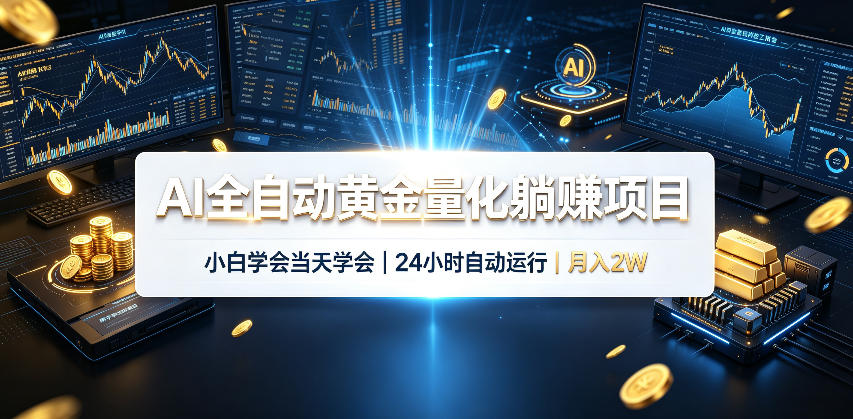 AI全自动黄金量化躺賺项目,24小时自动运行,月入2W!-副业网